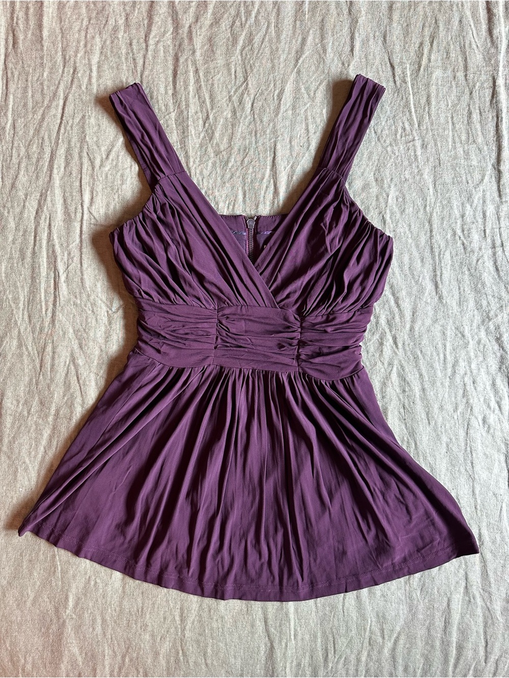 Burberry Plum V-Neck Ruched Tank Top